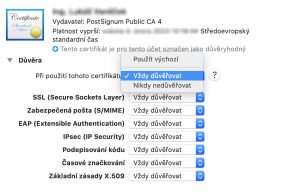 certifikát Vždy důvěřovat Mac OS - Elektronický podpis